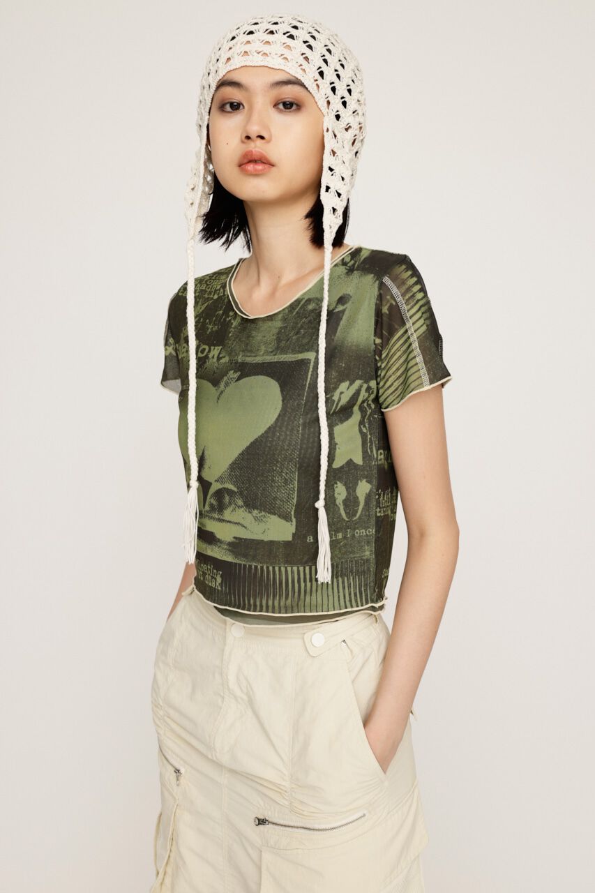 SLY「PRINTED SHEER トップス」|Tシャツ・カットソー|