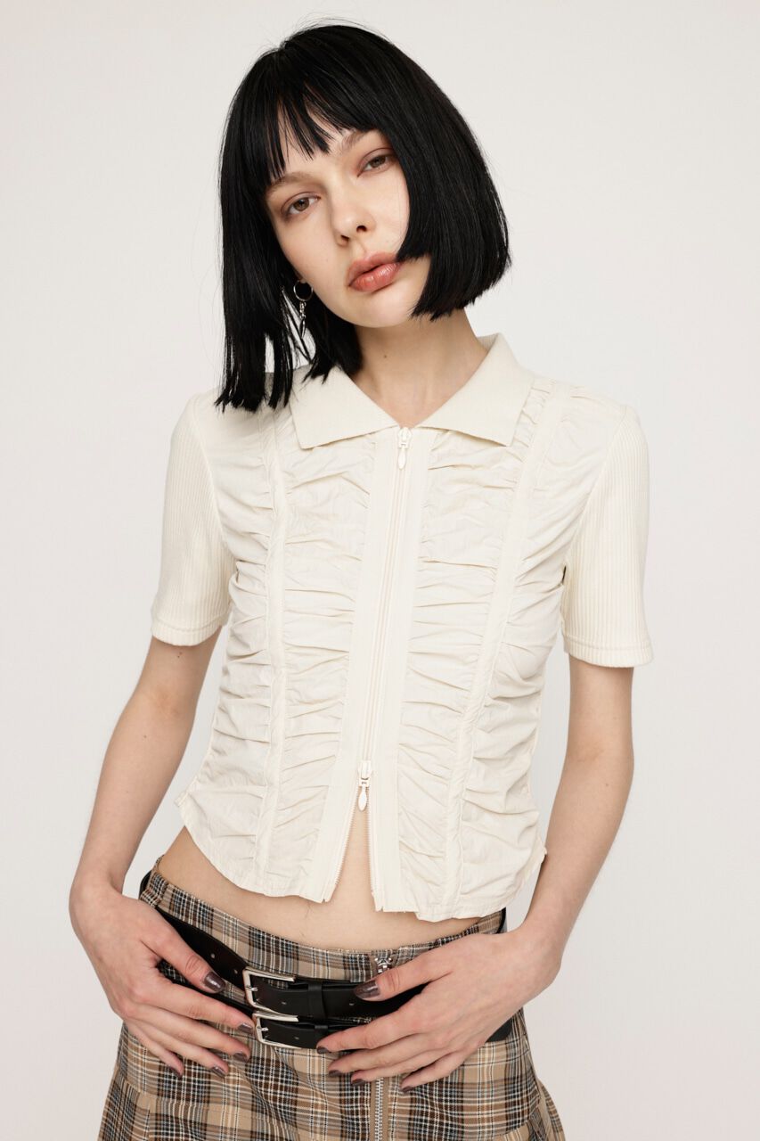 SLY「FRONT GATHER ZIP トップス」|Tシャツ・カットソー|