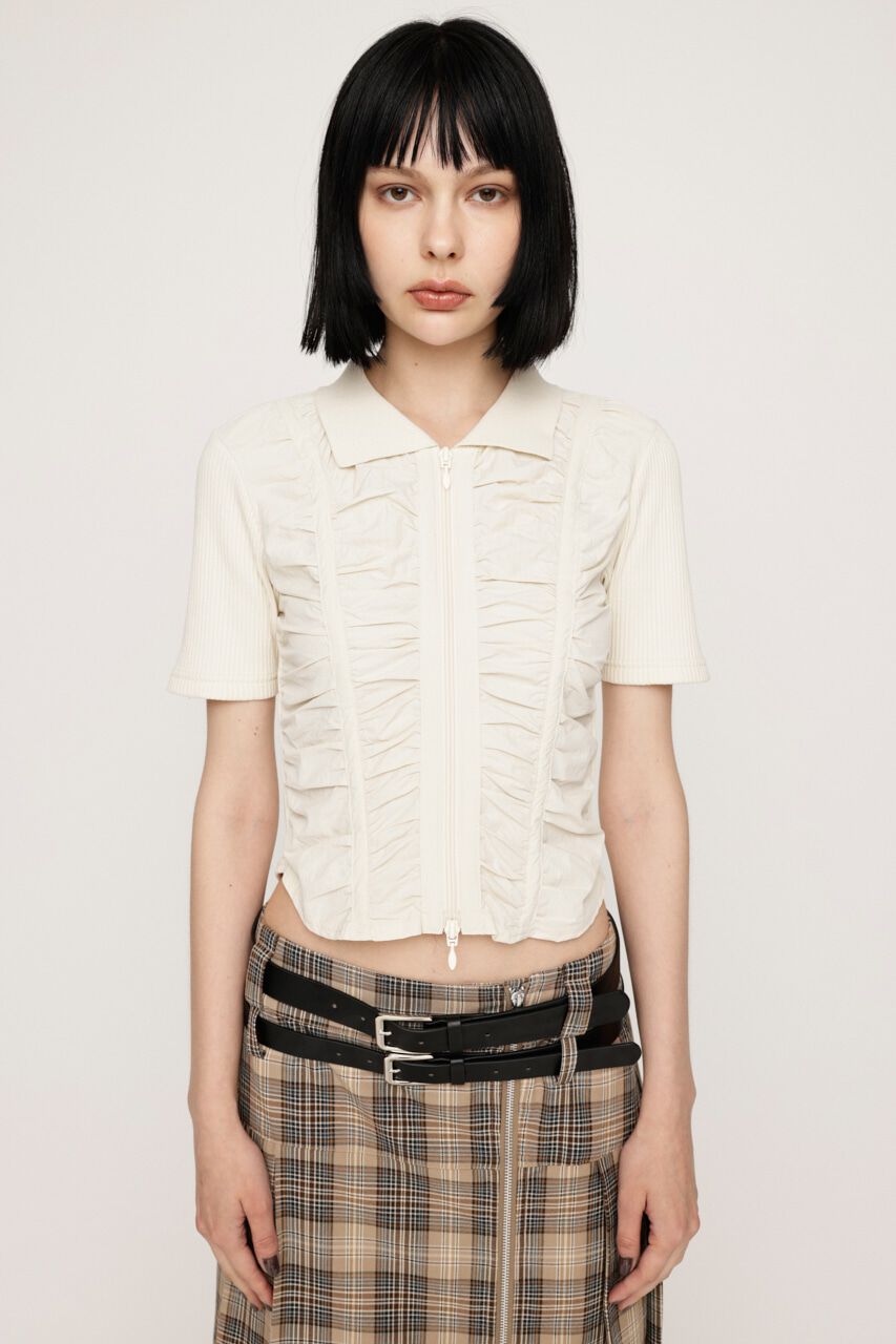 SLY「FRONT GATHER ZIP トップス」|Tシャツ・カットソー|