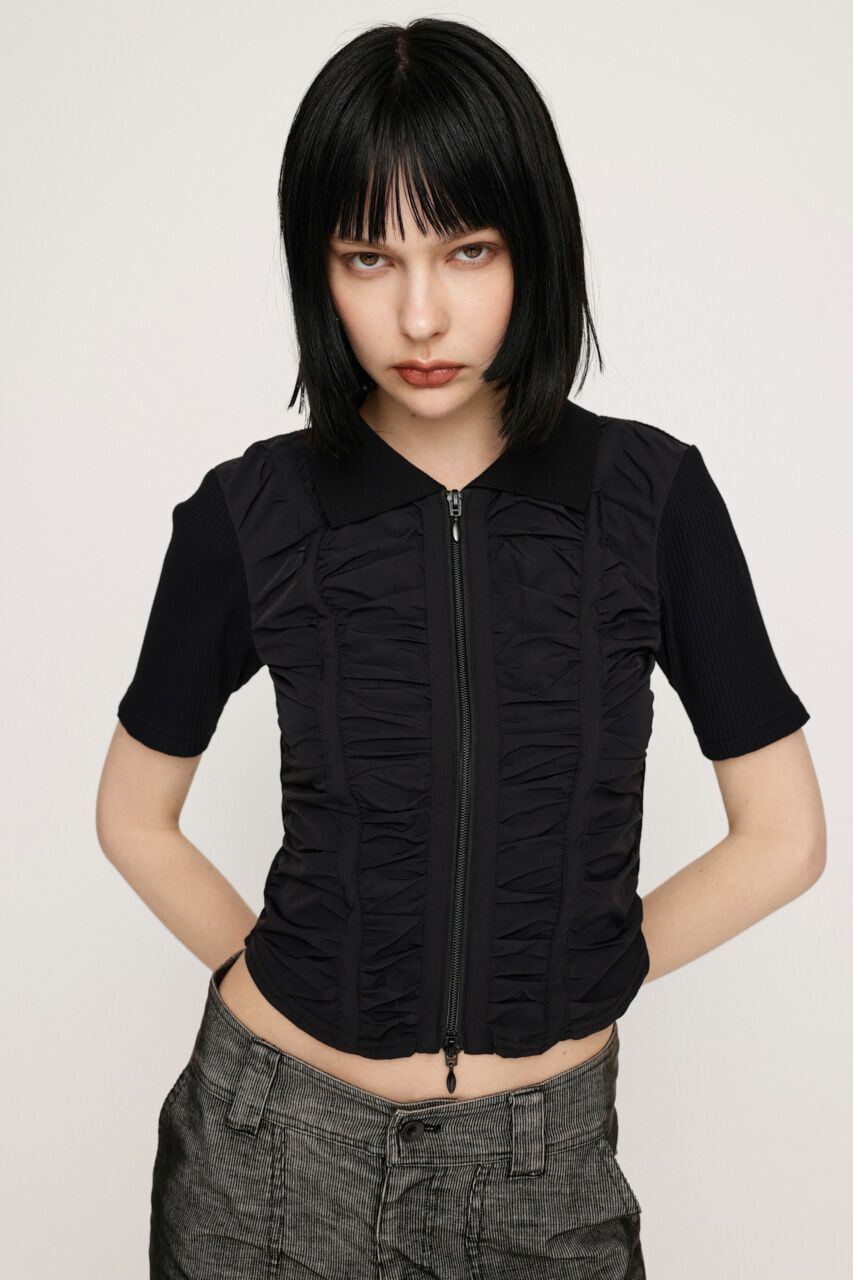 SLY「FRONT GATHER ZIP トップス」|Tシャツ・カットソー|