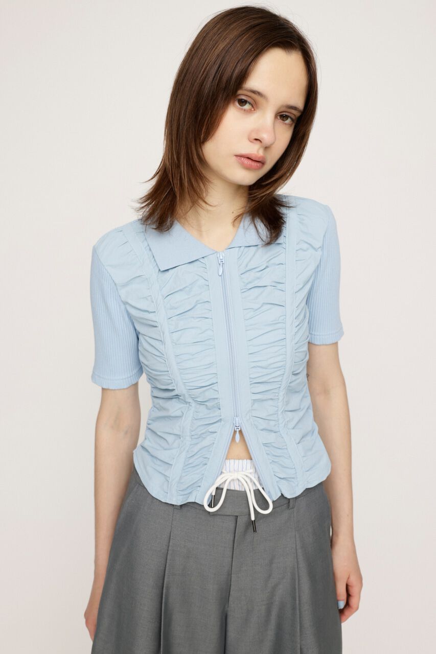 SLY「FRONT GATHER ZIP トップス」|Tシャツ・カットソー|
