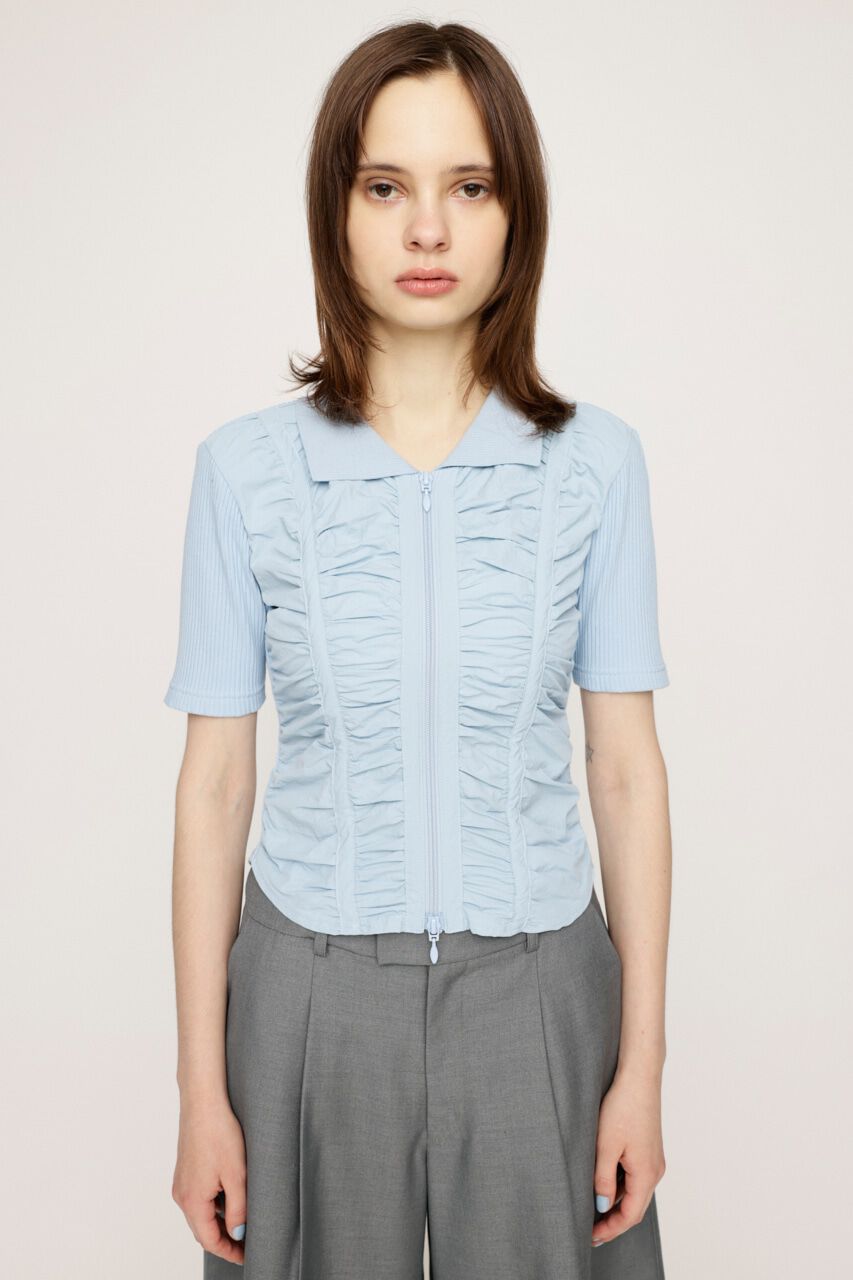 SLY「FRONT GATHER ZIP トップス」|Tシャツ・カットソー|