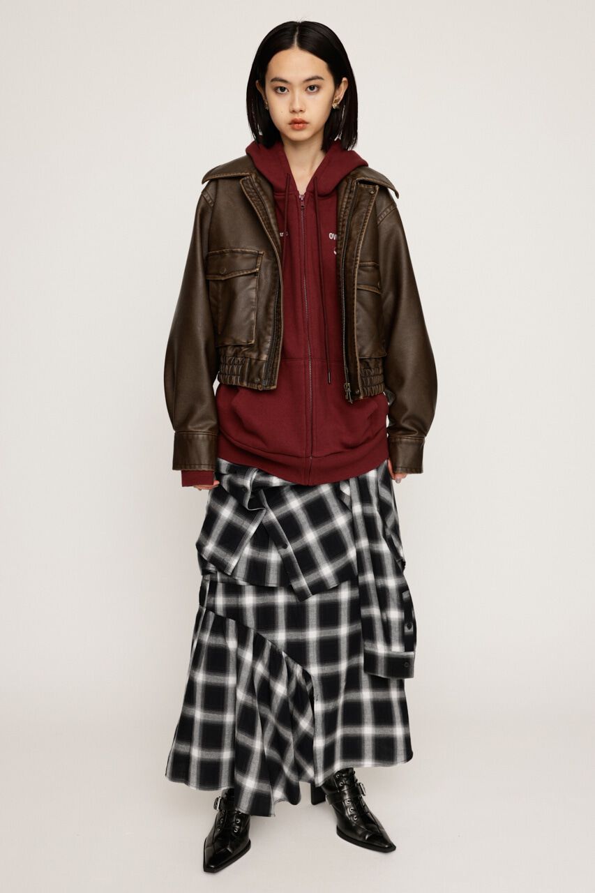 SLY「AGING F／LEATHER FLIGHT ジャケット」|ブルゾン・スタジャン|