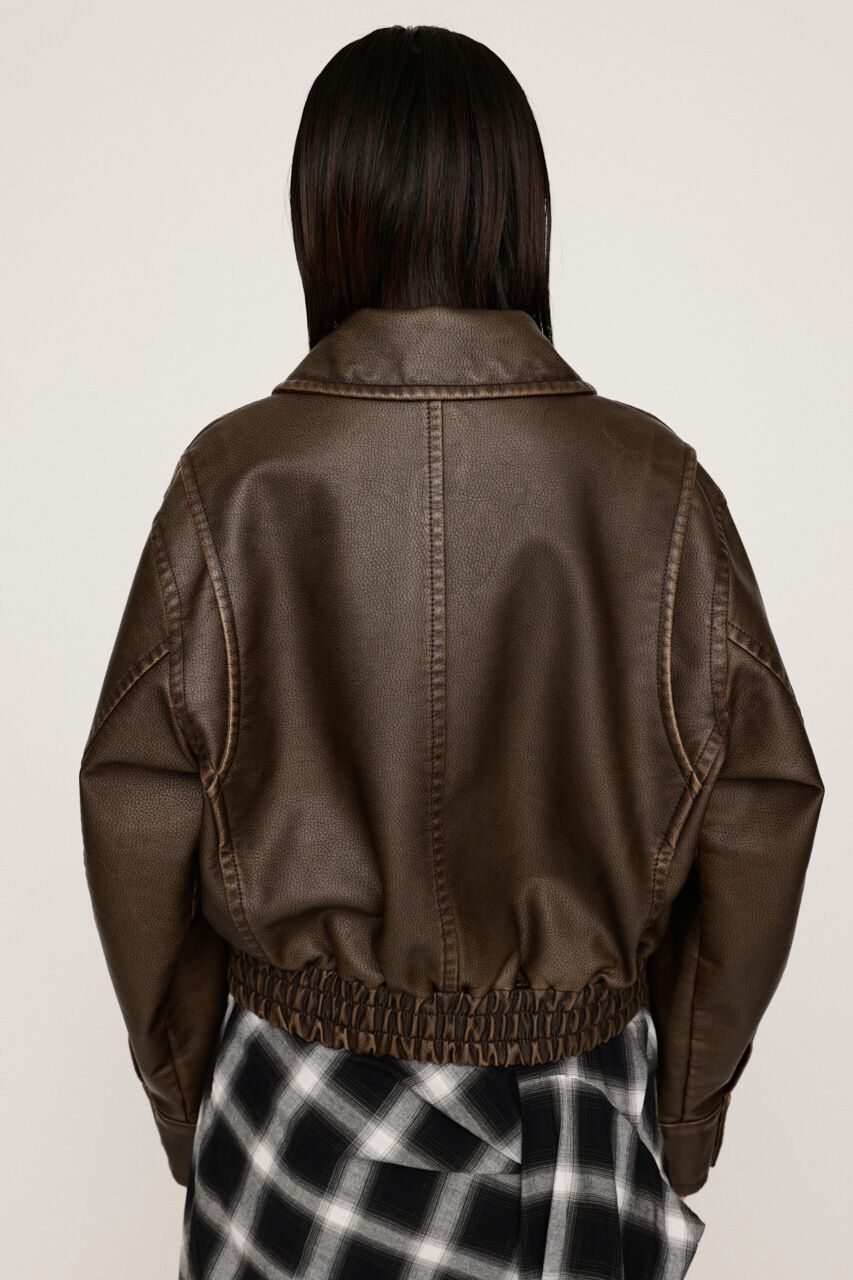 SLY「AGING F／LEATHER FLIGHT ジャケット」|ブルゾン・スタジャン|