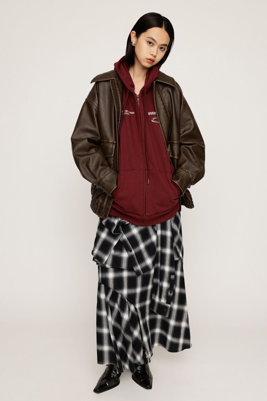 SLY「AGING F／LEATHER FLIGHT ジャケット」|ブルゾン・スタジャン|