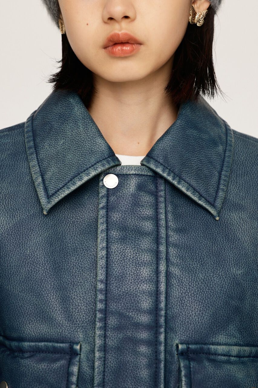 SLY「AGING F／LEATHER FLIGHT ジャケット」|ブルゾン・スタジャン|