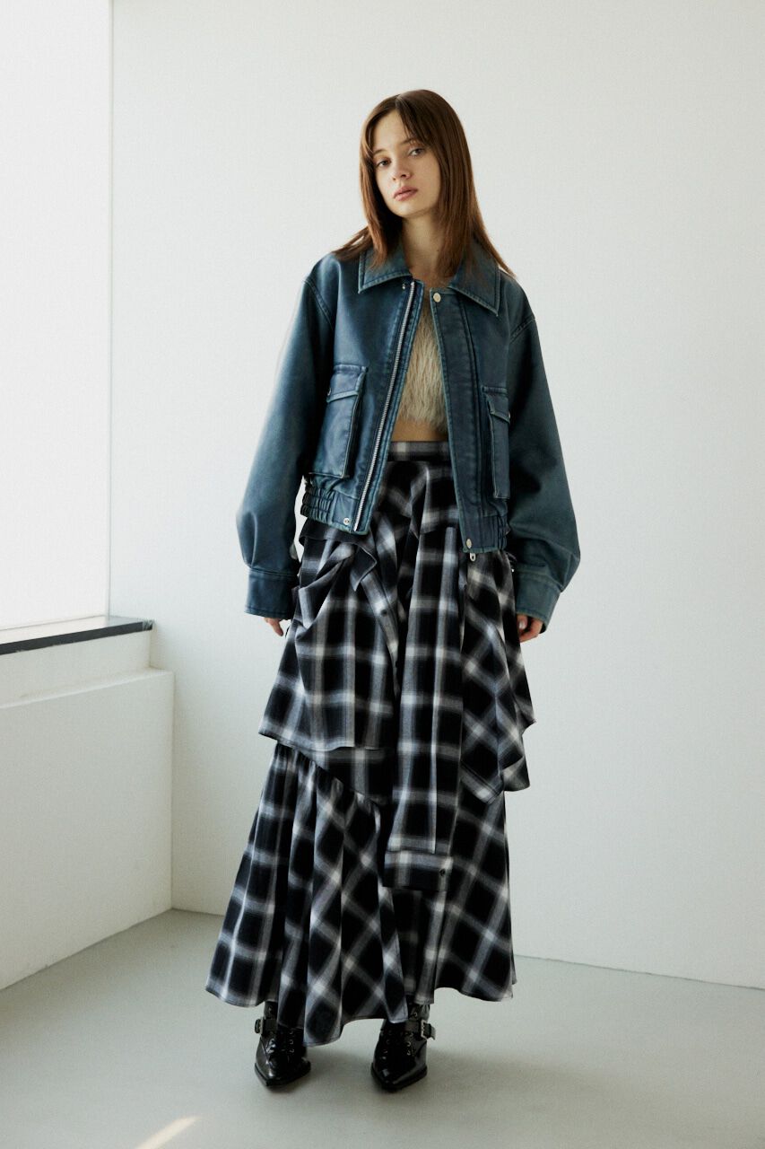 SLY「AGING F／LEATHER FLIGHT ジャケット」|ブルゾン・スタジャン|