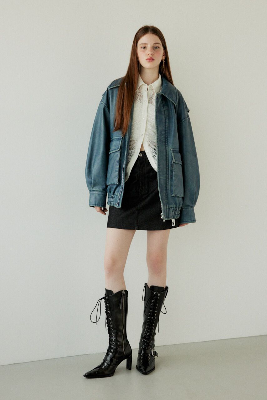 SLY「AGING F／LEATHER FLIGHT ジャケット」|ブルゾン・スタジャン|