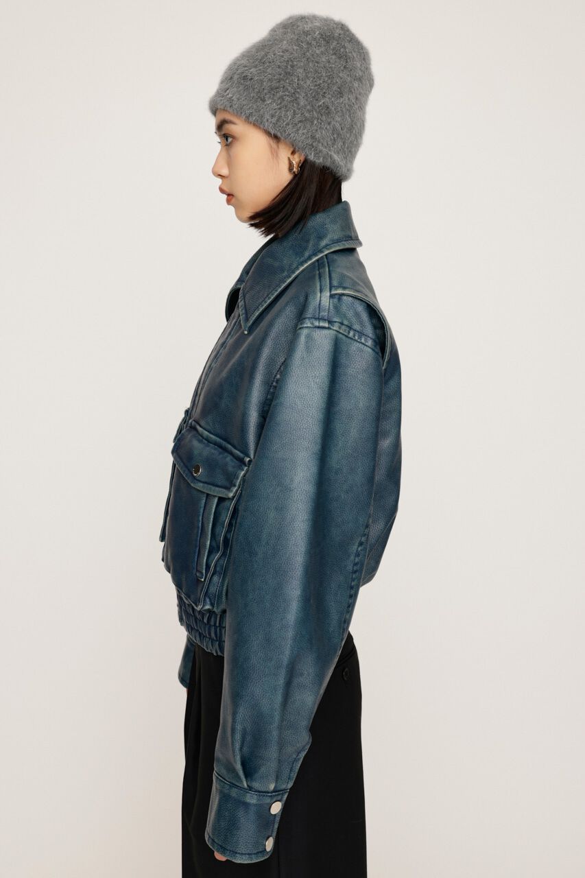 SLY「AGING F／LEATHER FLIGHT ジャケット」|ブルゾン・スタジャン|