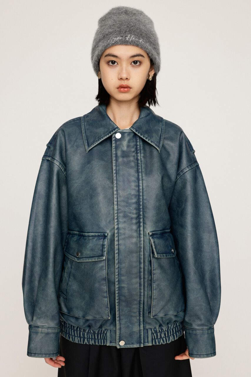 SLY「AGING F／LEATHER FLIGHT ジャケット」|ブルゾン・スタジャン|