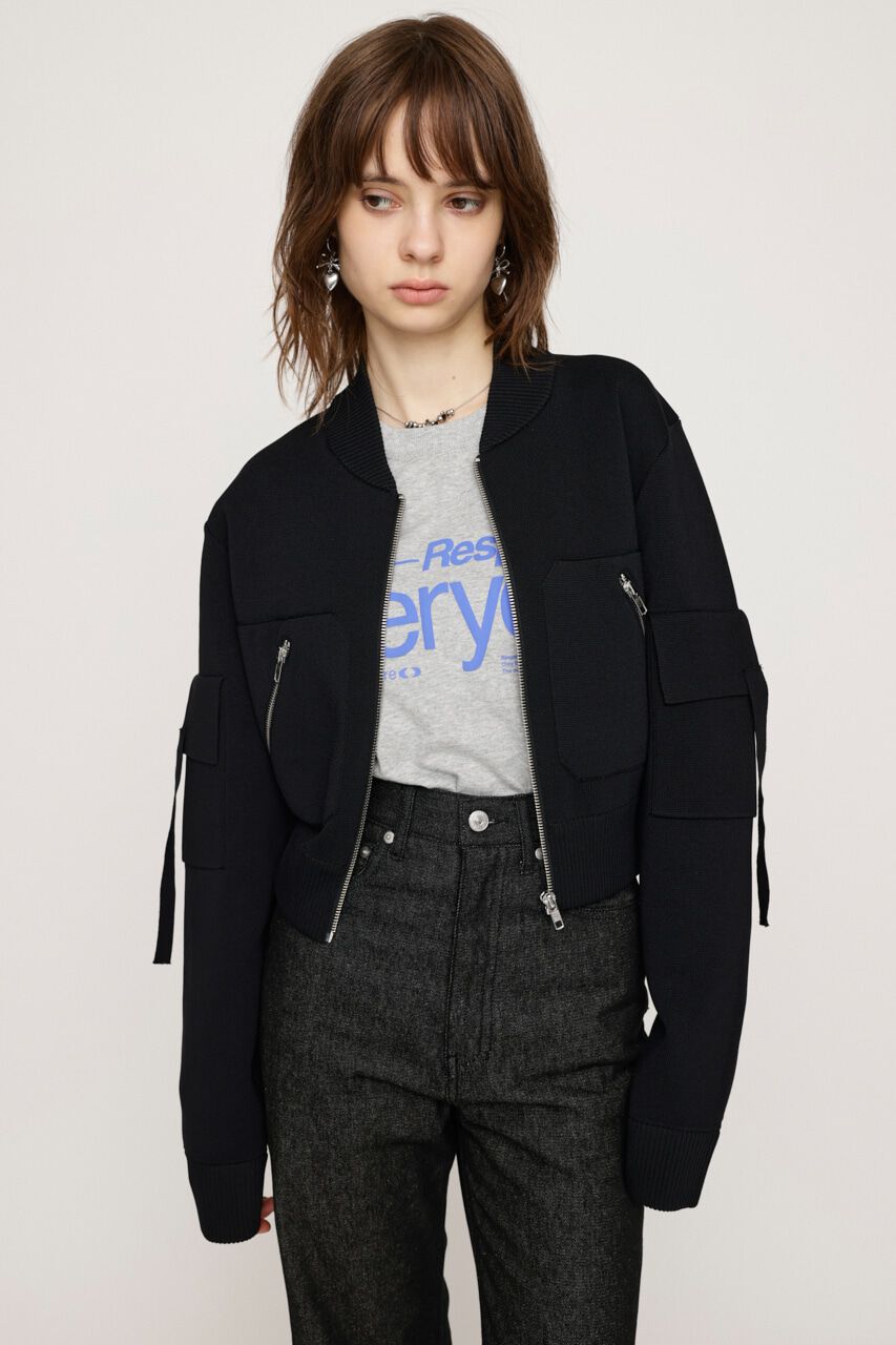 SLY「FINE TOUCH KNIT ブルゾン」|ブルゾン・スタジャン|