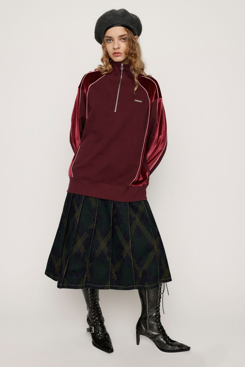 SLY「PIPING VELOUR HALF ZIP スウェット」|Tシャツ・カットソー|