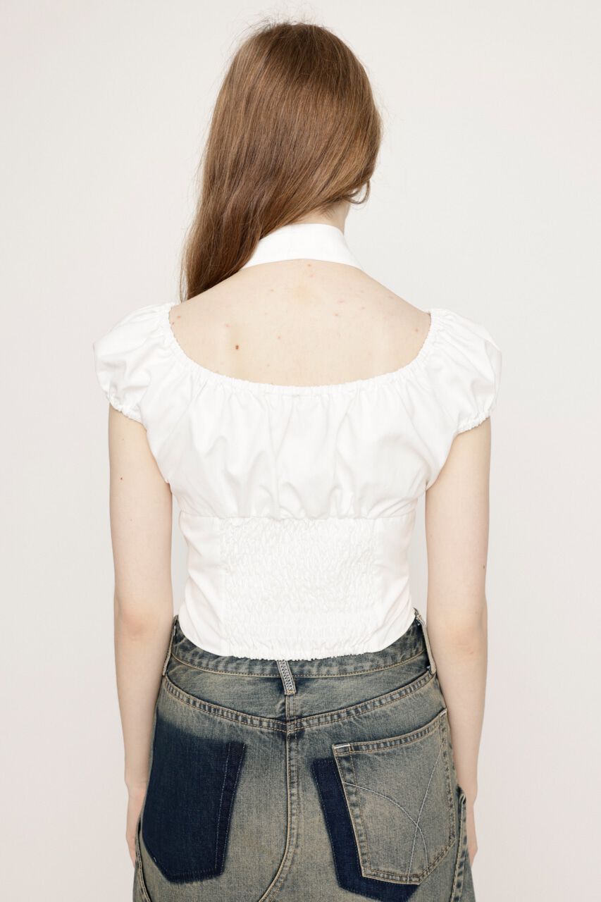 SLY「FRONT BUTTON GATHER TIE トップス」|シャツ・ブラウス|