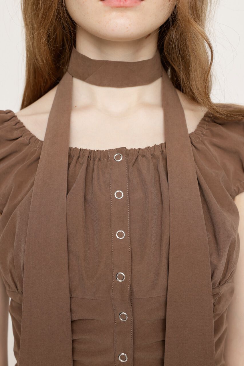 SLY「FRONT BUTTON GATHER TIE トップス」|シャツ・ブラウス|