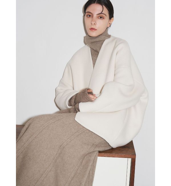 ELENDEEK「FORM SHORT WOOL CT」|ノーカラーコート|アイボリー