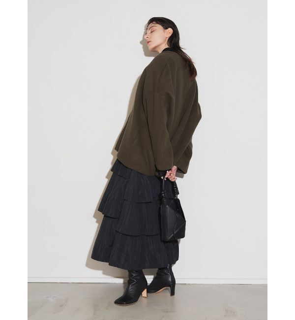 ELENDEEK「FORM SHORT WOOL CT」|ノーカラーコート|