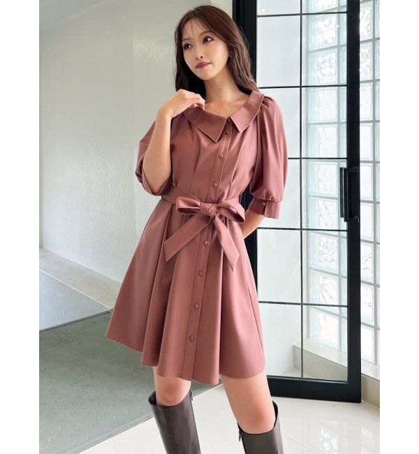 RESEXXY「アシメカラーシャツミニワンピース」|ワンピース|