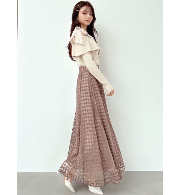 RESEXXY「ハウンドトゥースシアーフレアスカート」|スカート|