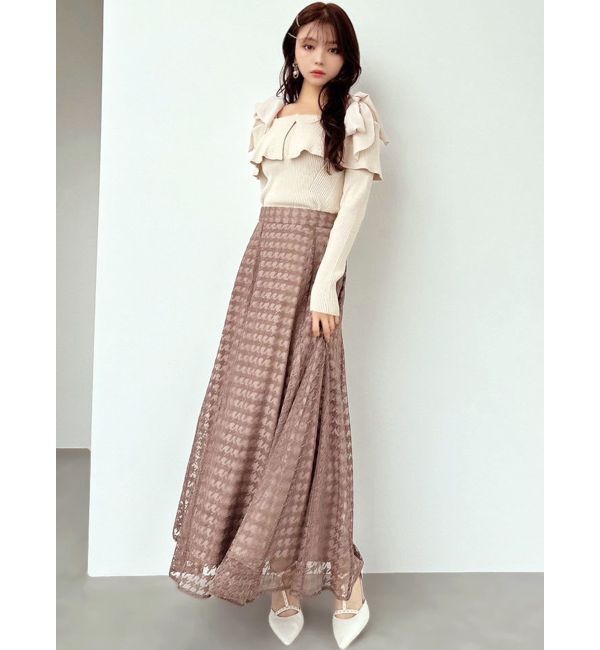 RESEXXY「ハウンドトゥースシアーフレアスカート」|スカート|