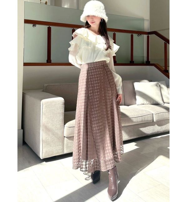 RESEXXY「ハウンドトゥースシアーフレアスカート」|スカート|