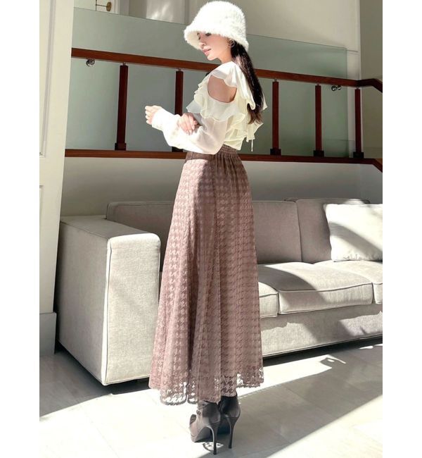 RESEXXY「ハウンドトゥースシアーフレアスカート」|スカート|