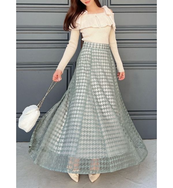 RESEXXY「ハウンドトゥースシアーフレアスカート」|スカート|