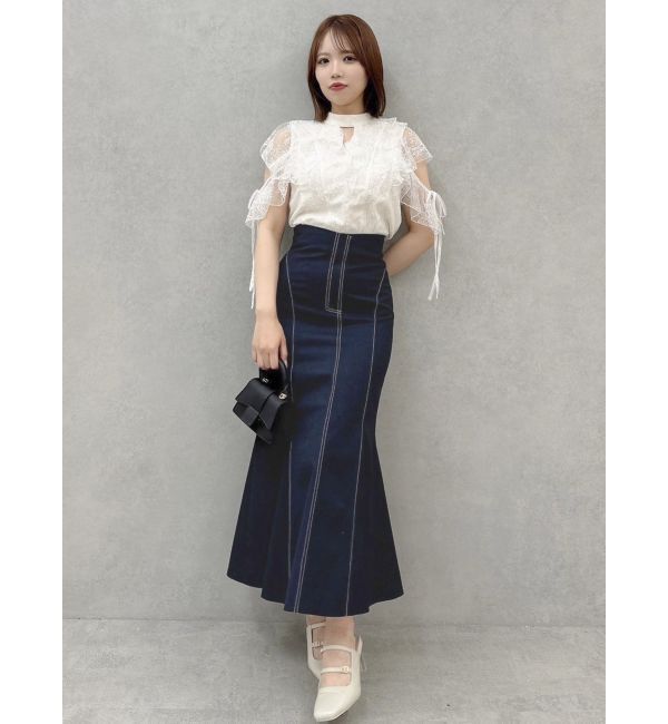 dazzlin「バックリボンボリュームラッフルブラウス」|シャツ・ブラウス|