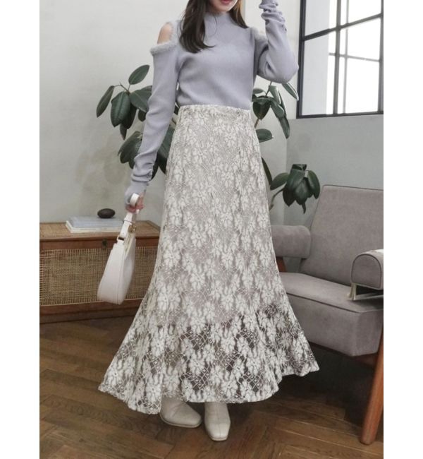 dazzlin「レースマーメイドスカート」|スカート|ベージュ