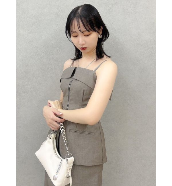 dazzlin「フロントジップペプラムオールインワン」|ワンピース|