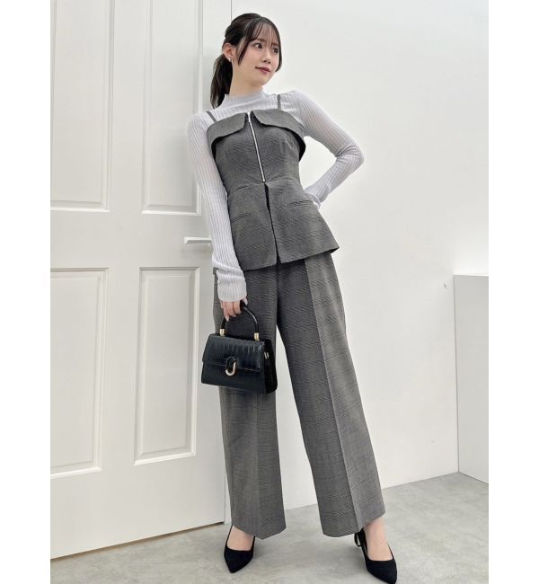 dazzlin「フロントジップペプラムオールインワン」|ワンピース|