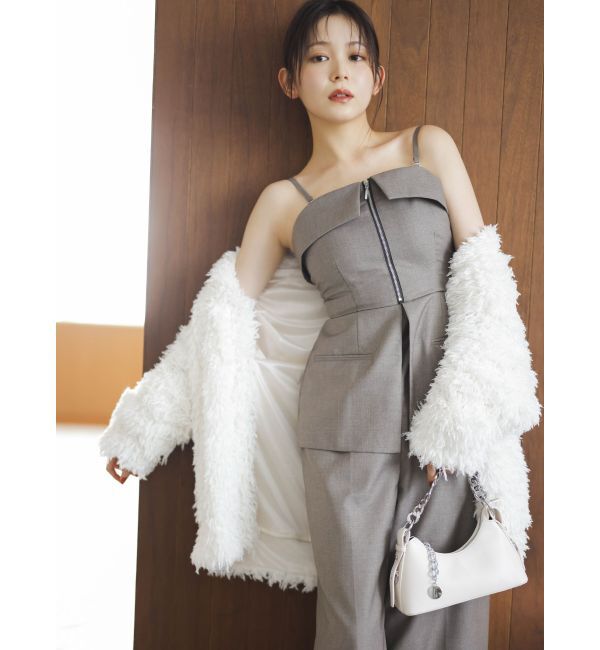 dazzlin「フロントジップペプラムオールインワン」|ワンピース|