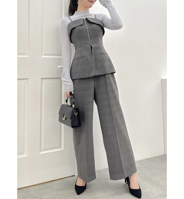 dazzlin「フロントジップペプラムオールインワン」|ワンピース|