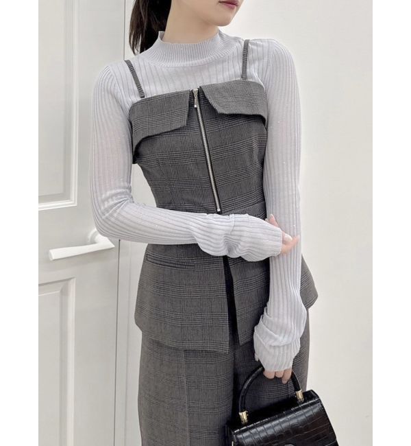 dazzlin「フロントジップペプラムオールインワン」|ワンピース|