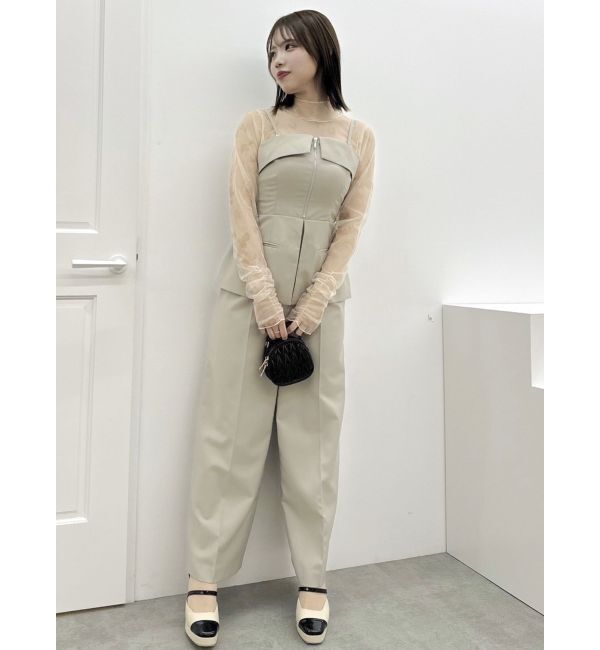 dazzlin「フロントジップペプラムオールインワン」|ワンピース|