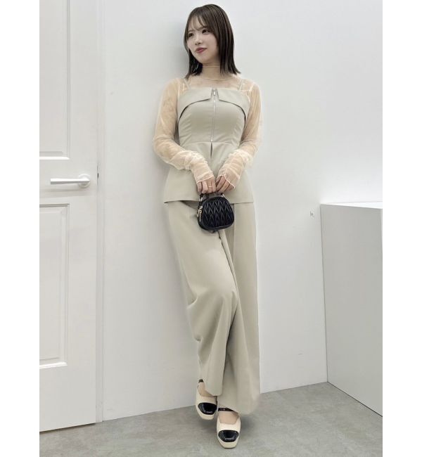 dazzlin「フロントジップペプラムオールインワン」|ワンピース|