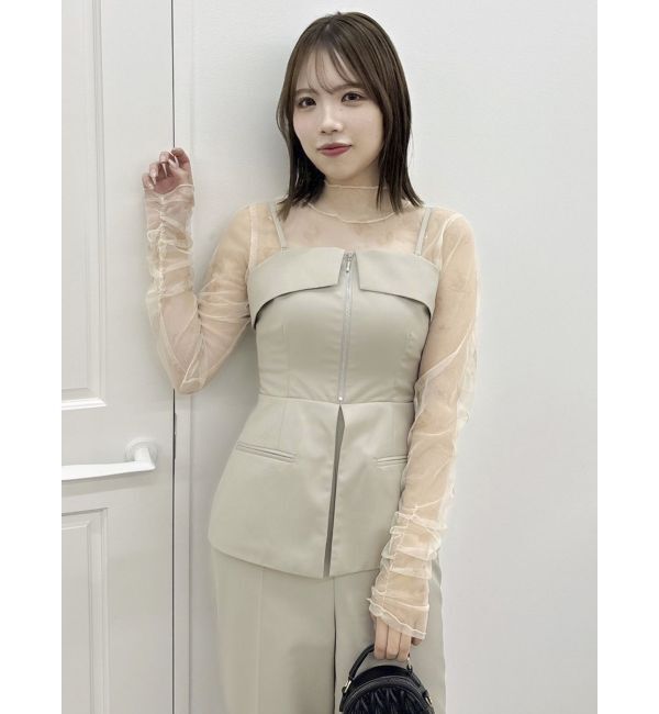 dazzlin「フロントジップペプラムオールインワン」|ワンピース|