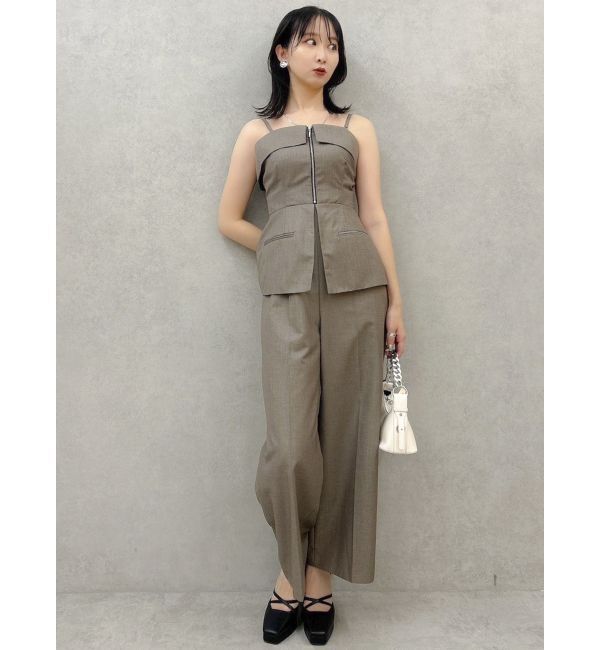 dazzlin「フロントジップペプラムオールインワン」|ワンピース|