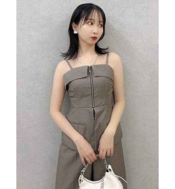 dazzlin「フロントジップペプラムオールインワン」|ワンピース|