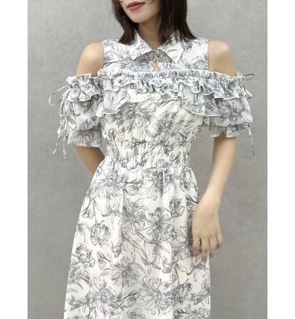 dazzlin「2WAYショルダーフラワーラッフルワンピース」|ワンピース|