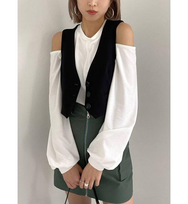 EMODA「ノーカラーコンパクトベスト」|ベスト・ジレ|