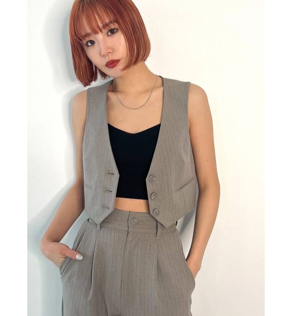 EMODA「ノーカラーコンパクトベスト」|ベスト・ジレ|