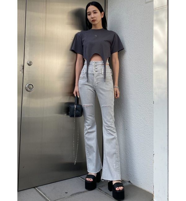 EMODA「サイドオープンハイウエストフレアパギンス」|デニム|