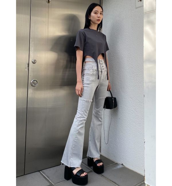 EMODA「サイドオープンハイウエストフレアパギンス」|デニム|