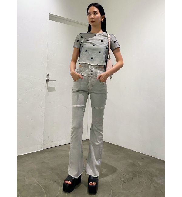 EMODA「サイドオープンハイウエストフレアパギンス」|デニム|