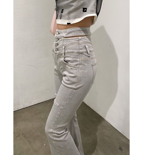 EMODA「サイドオープンハイウエストフレアパギンス」|デニム|