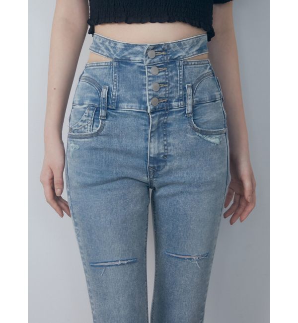 EMODA「サイドオープンハイウエストフレアパギンス」|デニム|