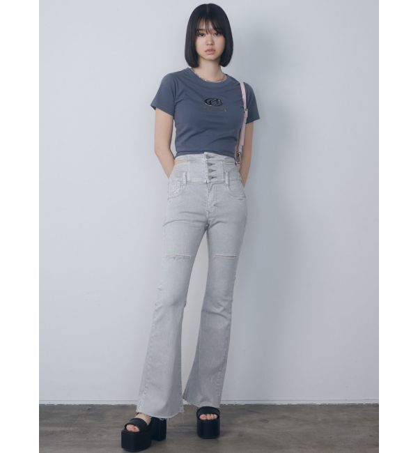 EMODA「サイドオープンハイウエストフレアパギンス」|デニム|