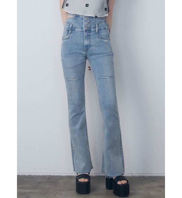 EMODA「サイドオープンハイウエストフレアパギンス」|デニム|