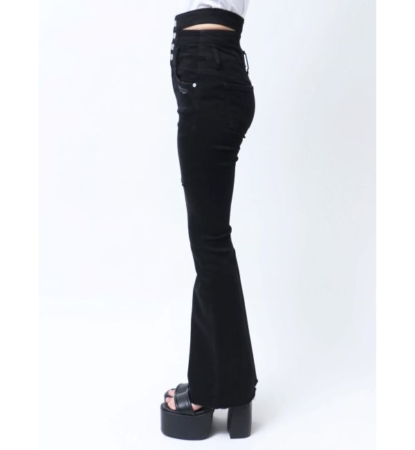 EMODA「サイドオープンハイウエストフレアパギンス」|デニム|