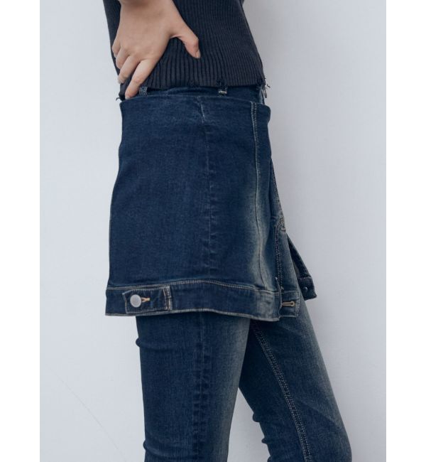 EMODA「ウエストレイヤーハイウエストフレアパギンス」|デニム|